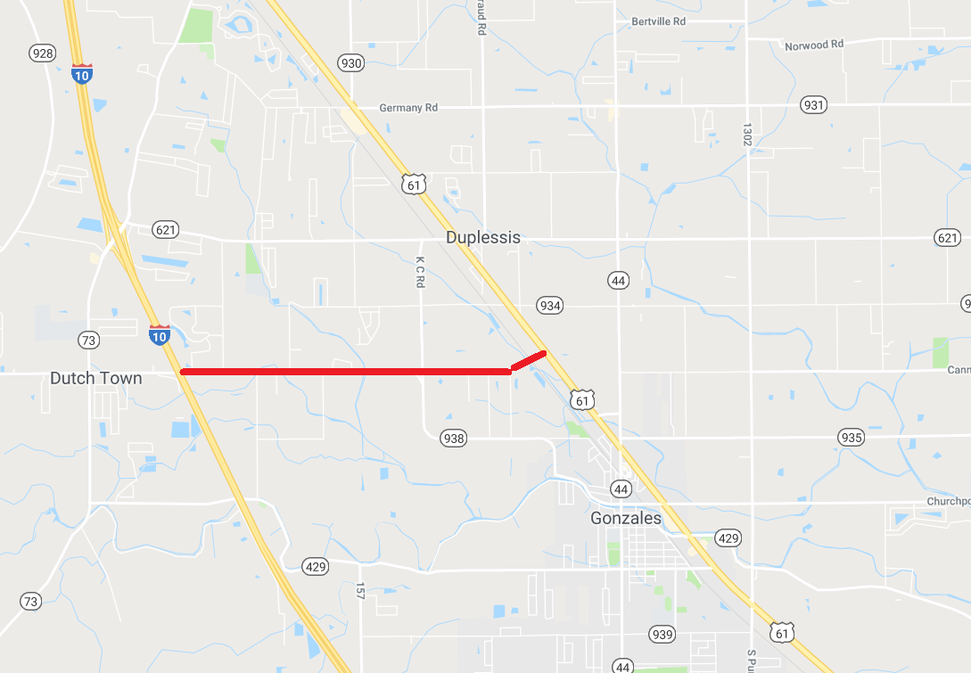 La. Hwy 74 east of Interstate 10